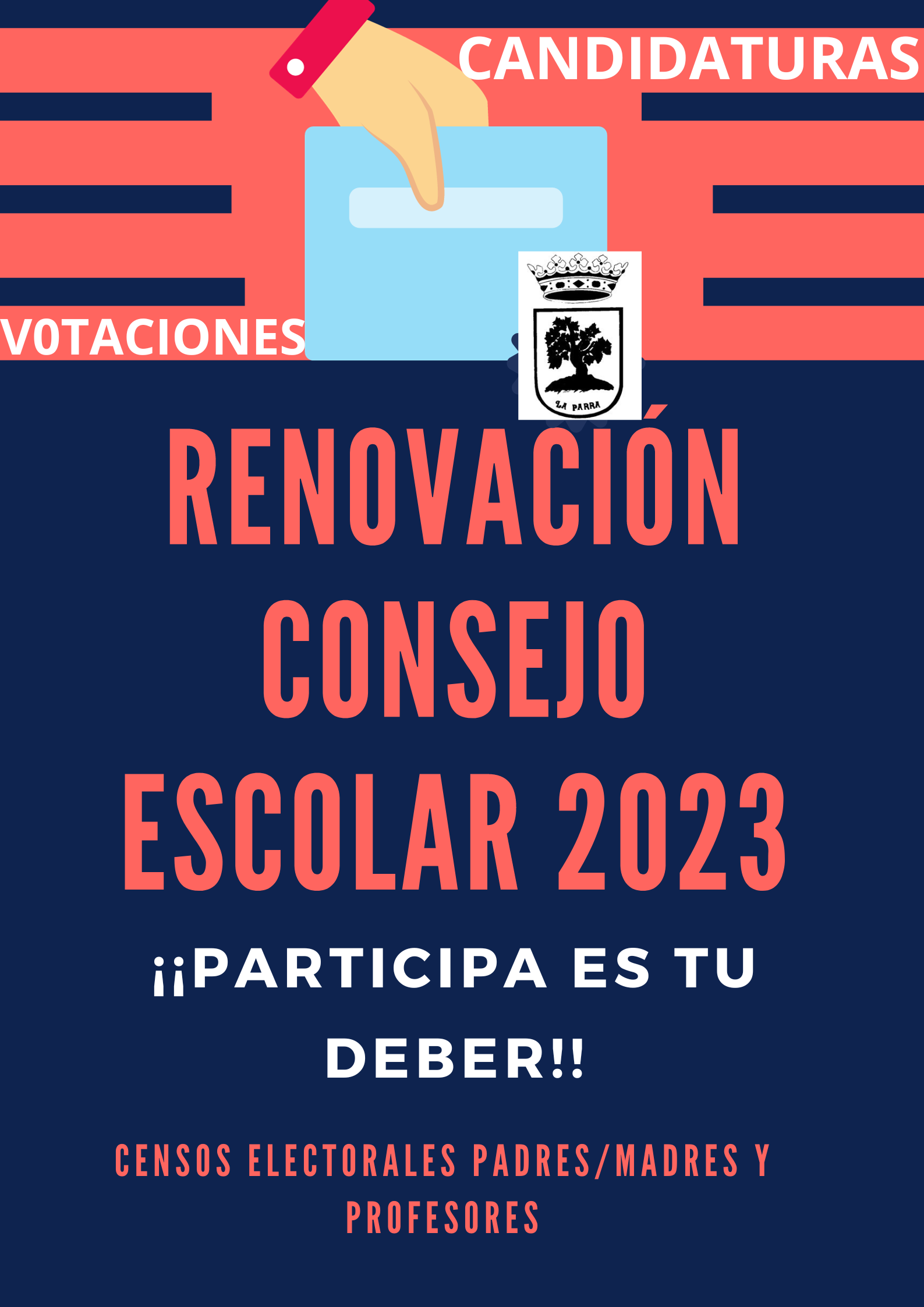 Póster Sencillo de Campaña Electoral Azul y Naranja Mano