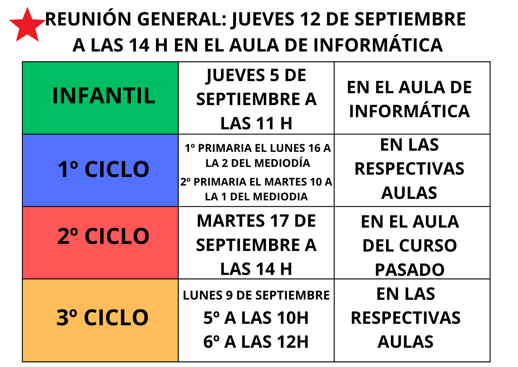 2ºREUNIÓN PARA LAS FAMILIAS DE ED. INFANTIL EL JUEVES 5 DE SEPTIEMBRE A LAS 11 EN EL AULA DE INFORMÁTICA1
