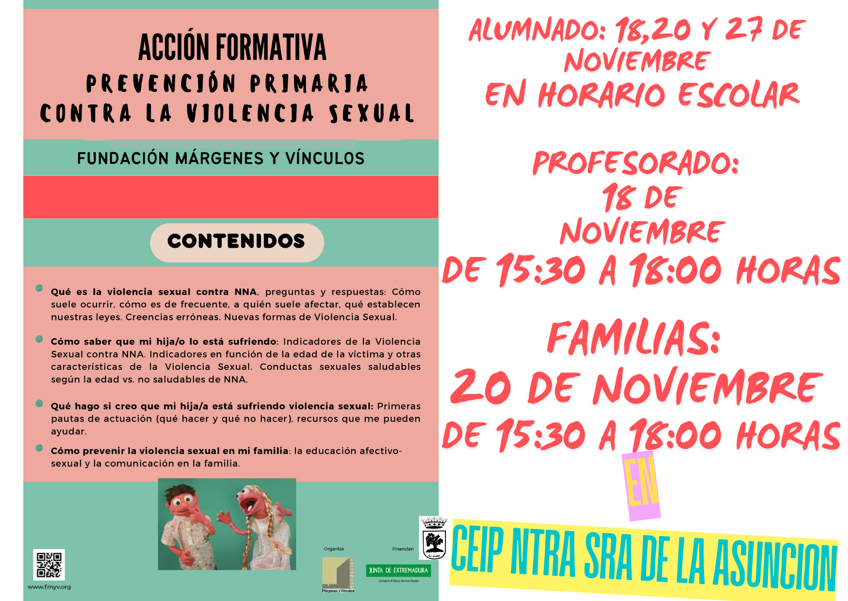 el 20 de noviembre a las 1530 horas en ceip ntra sra de la asunción en la parra